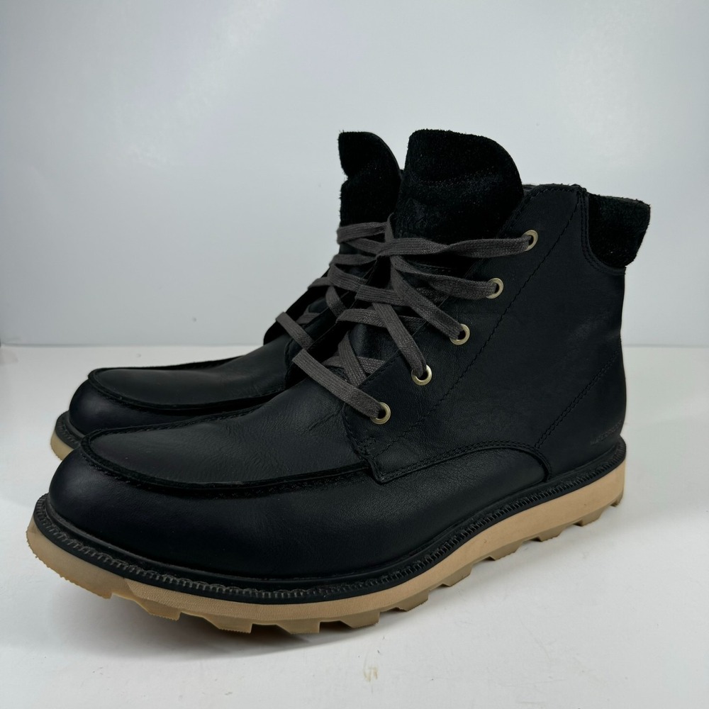 Sorel Madson II Moc Toe Men's 11 Coal Black Leather Waterproof Boots LM6057-010